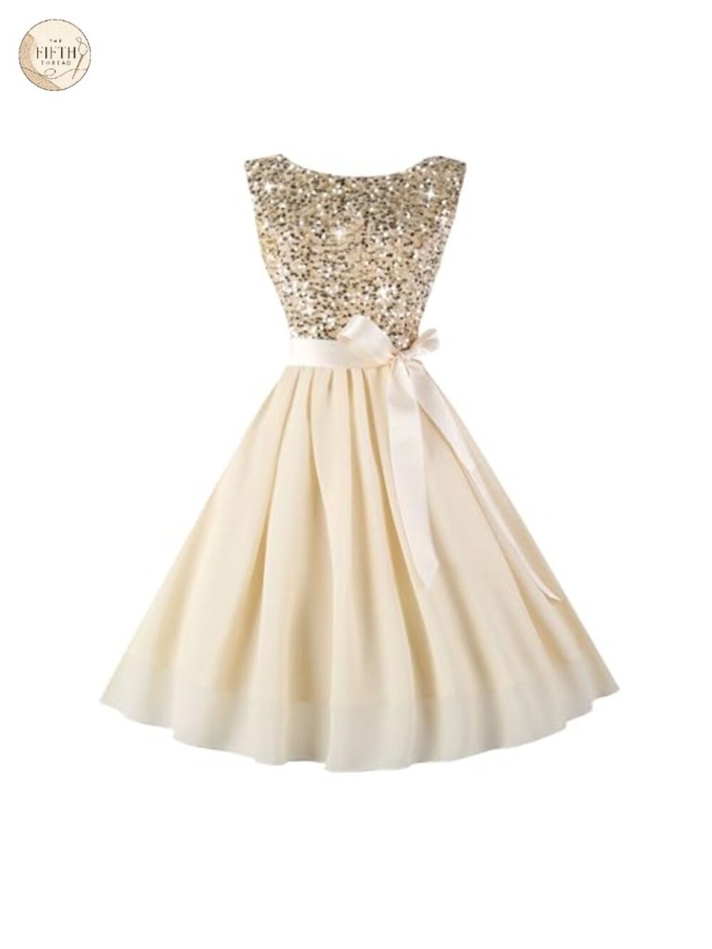 Women's Sleeveless Sequin Boatneck Cocktail Dress A-Line Formal Knee-Length